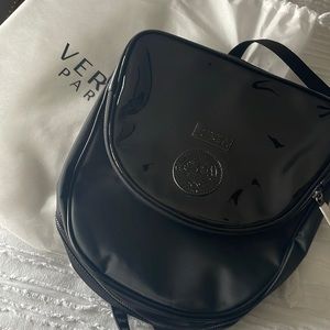 Brand new Versace perfume backpack black patent nylon tote!! Gorgeous